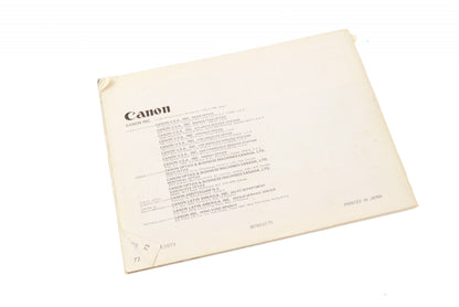 Canon AE-1 instruction manual in English