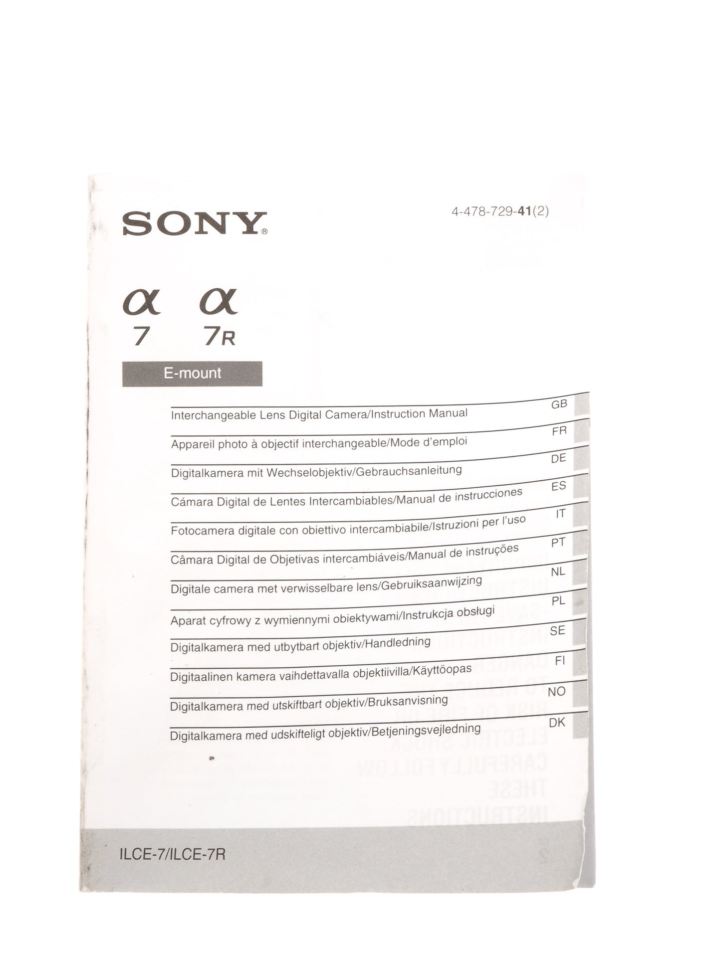 Sony A7 / A7R Instructions - Accessory