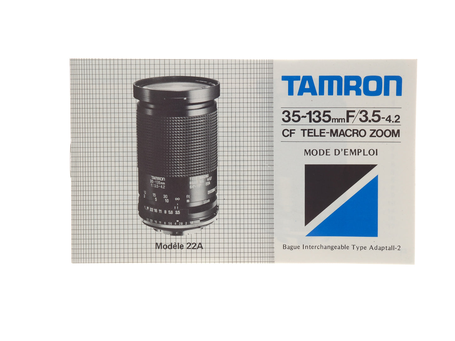 Tamron 22A Adaptall-2 Instructions - Accessory