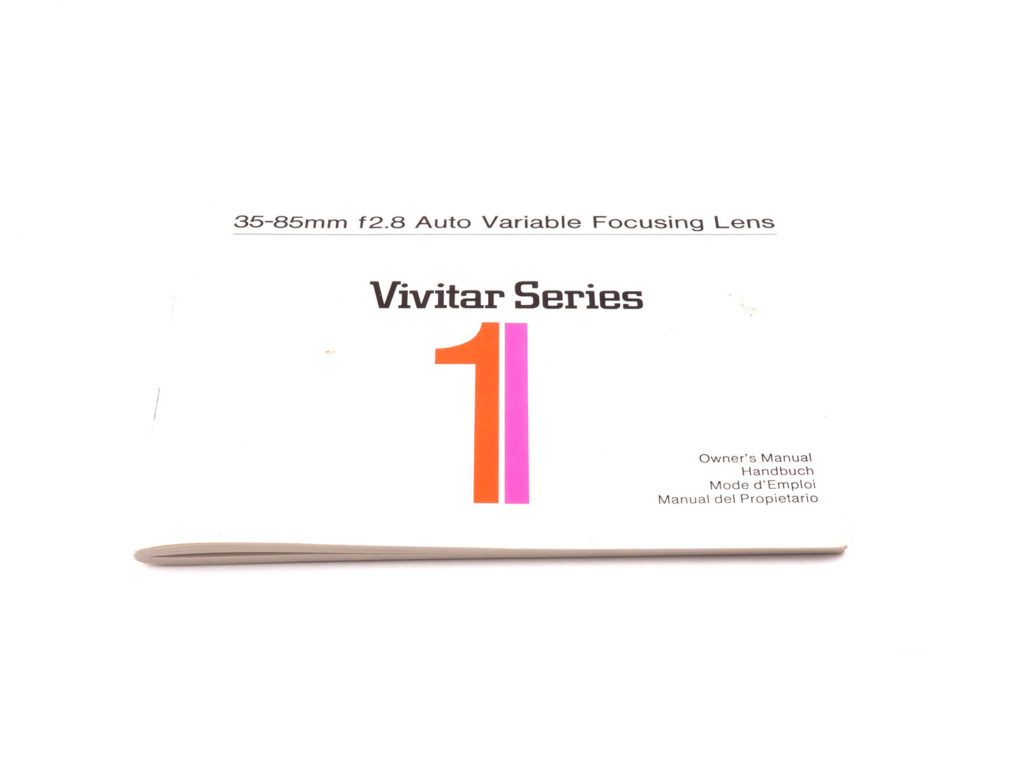 Vivitar 35-85mm f2.8 Series 1 VMC Instructions - Accessory