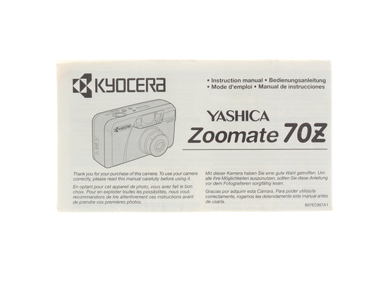 Yashica Zoomate 70Z Instructions - Accessory