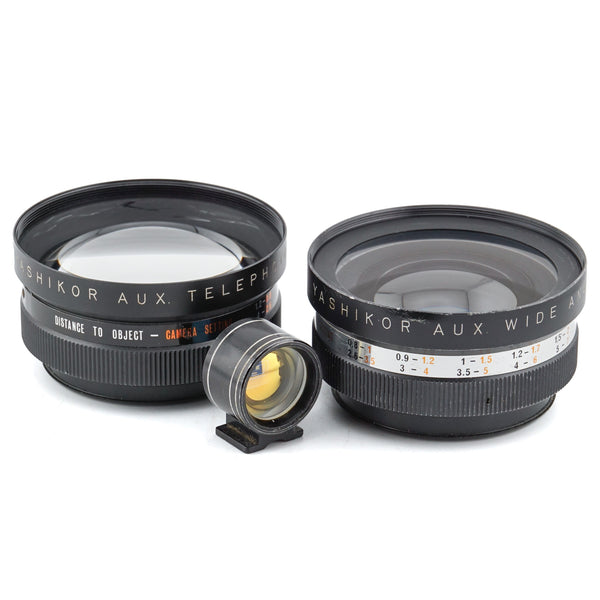 Yashica Yashikor Aux Telephoto and Wide Angle 1:4 Lens Set with Case Yashica Yashikor Aux Telephoto and Wide Angle 1:4 Lens Set with Case